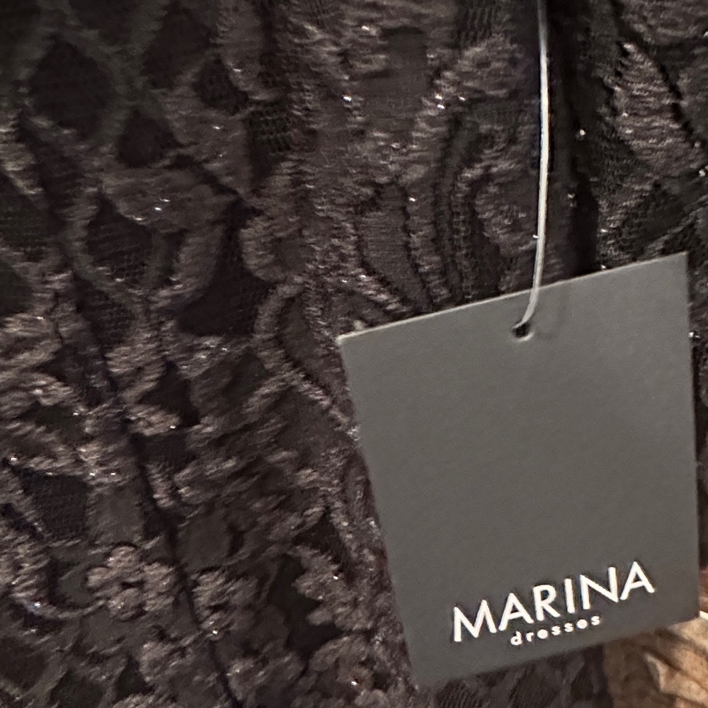 MARINA Elegant Black Lace Long Sleeve Dress NWT size 12 - Picture 2 of 4